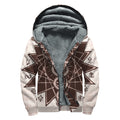 Caduceus Symbol Print Sherpa Lined Zip Up Hoodie