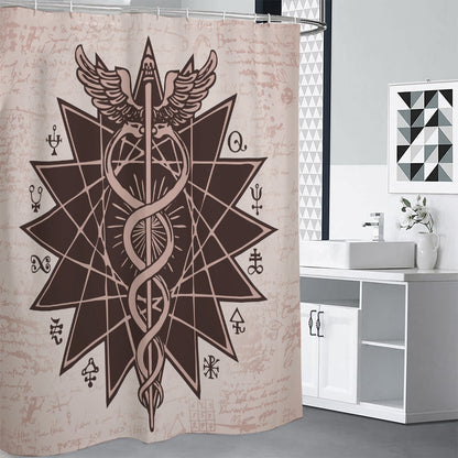 Caduceus Symbol Print Shower Curtain