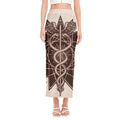 Caduceus Symbol Print Side Slit Maxi Skirt