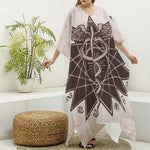 Caduceus Symbol Print Silk V-Neck Kaftan Dress