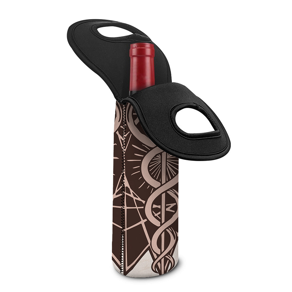 Caduceus Symbol Print Single Neoprene Wine Tote