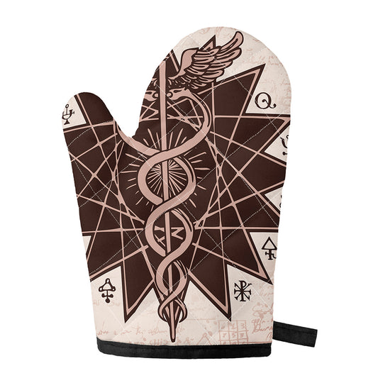 Caduceus Symbol Print Single Oven Mitt