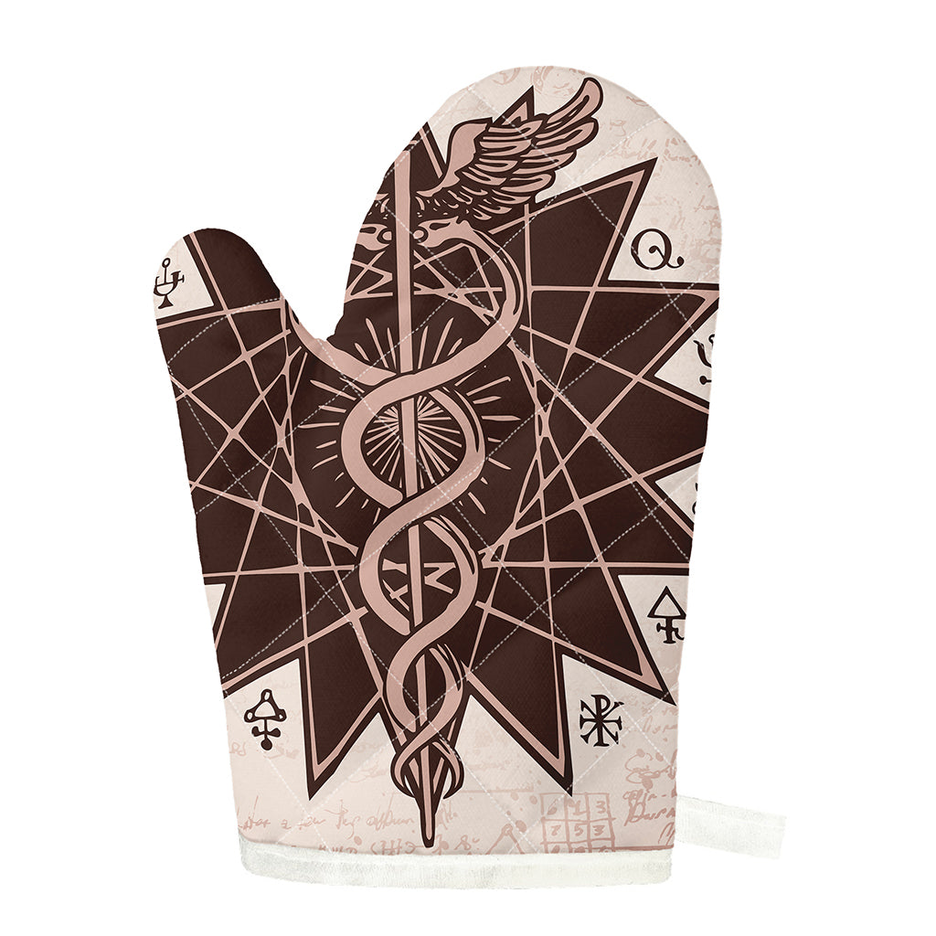 Caduceus Symbol Print Single Oven Mitt
