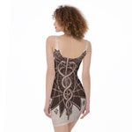 Caduceus Symbol Print Sleeveless Bodycon Dress
