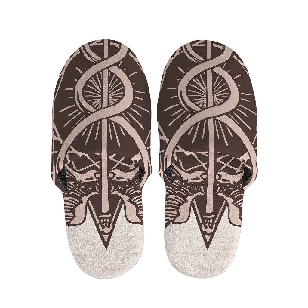 Caduceus Symbol Print Slippers