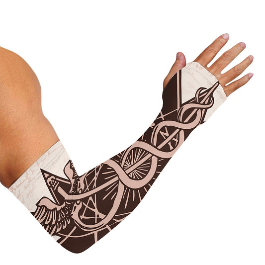 Caduceus Symbol Print Sun Protection Arm Sleeves