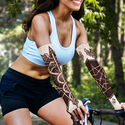 Caduceus Symbol Print Sun Protection Arm Sleeves