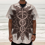 Caduceus Symbol Print Textured Short Sleeve Shirt
