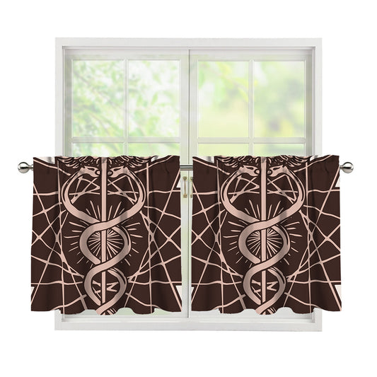 Caduceus Symbol Print Tier Curtains