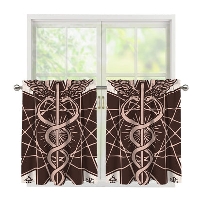 Caduceus Symbol Print Tier Curtains