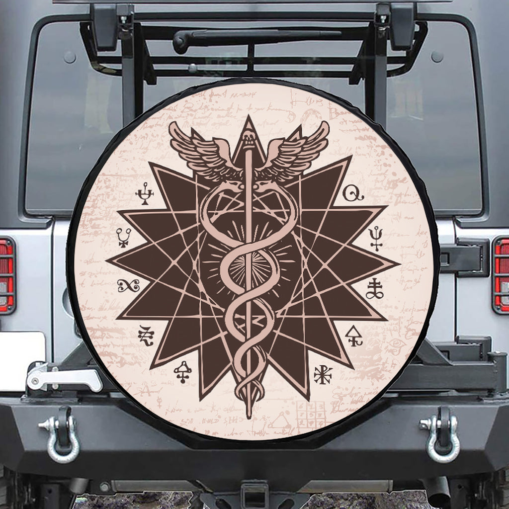 Caduceus Symbol Print Tire Cover