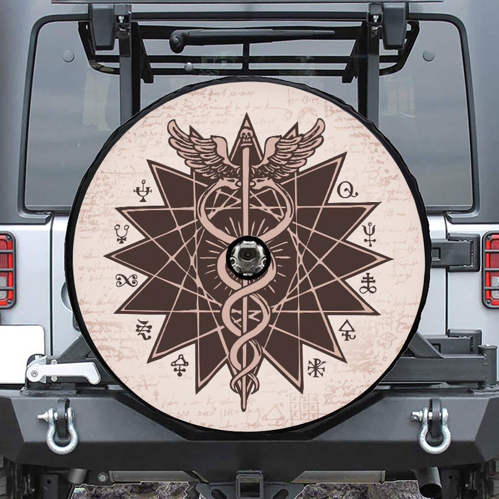 Caduceus Symbol Print Tire Cover With Camera Hole