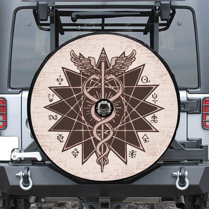 Caduceus Symbol Print Tire Cover With Camera Hole