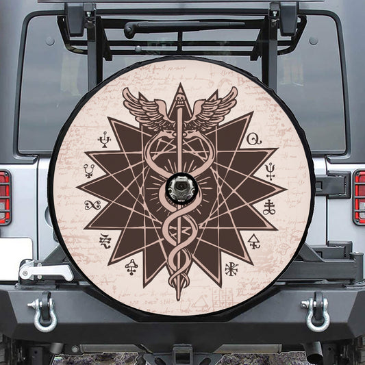 Caduceus Symbol Print Tire Cover With Camera Hole