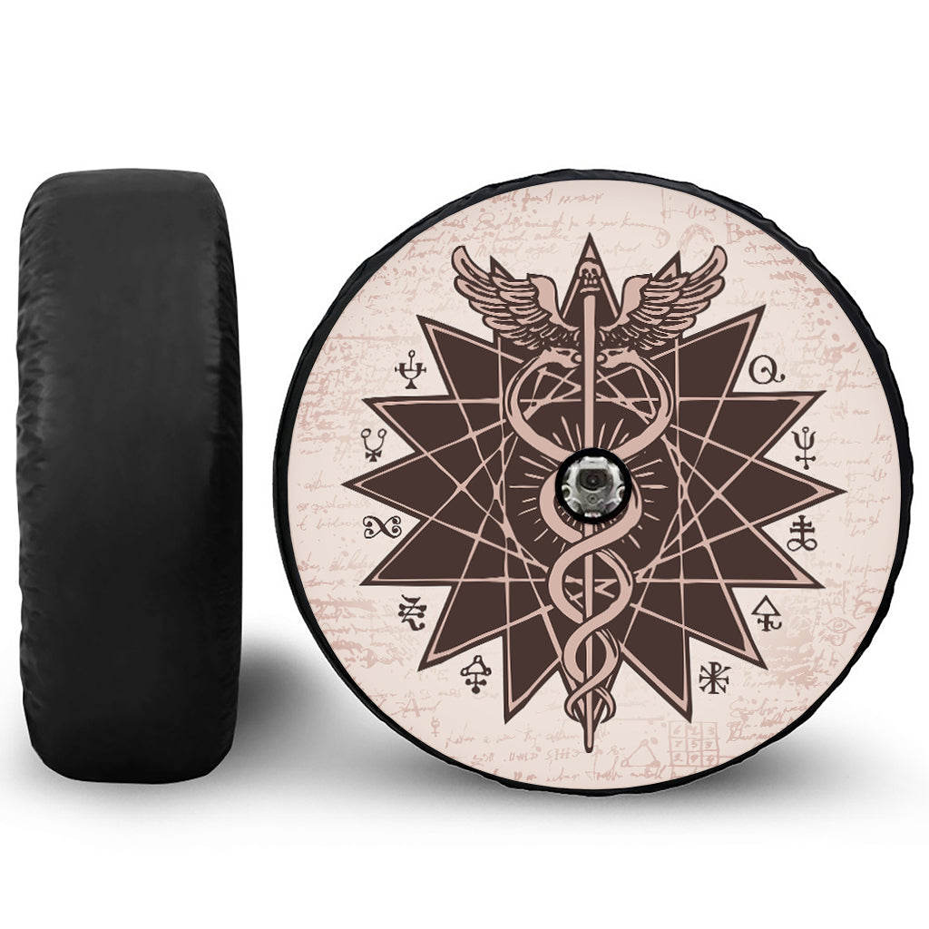 Caduceus Symbol Print Tire Cover With Camera Hole