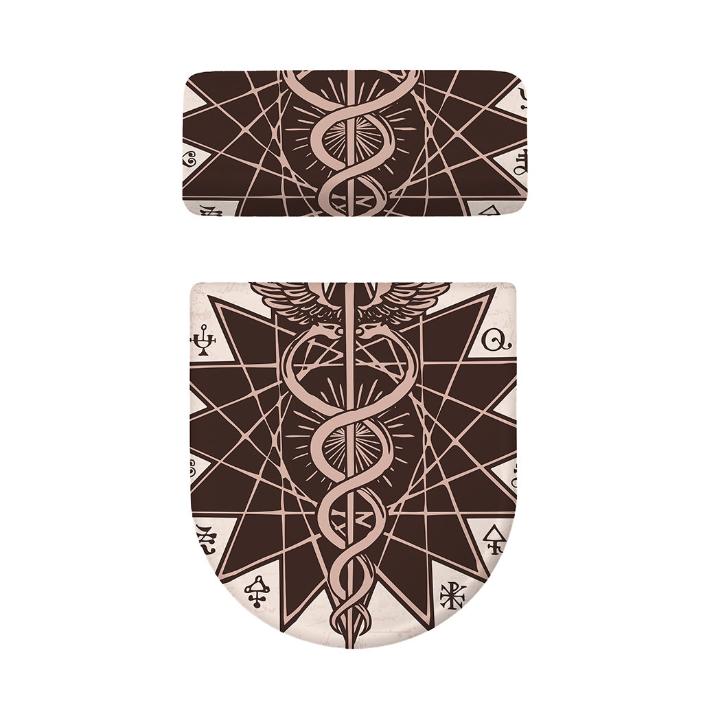 Caduceus Symbol Print Toilet Lid And Tank Cover Set