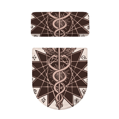 Caduceus Symbol Print Toilet Lid And Tank Cover Set