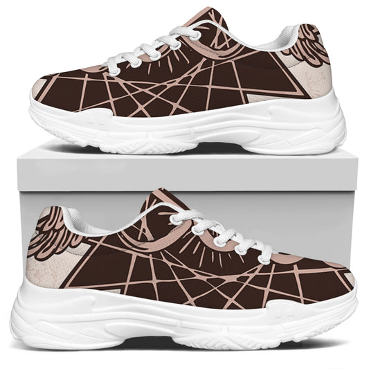 Caduceus Symbol Print White Chunky Shoes