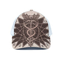 Caduceus Symbol Print White Mesh Trucker Hat