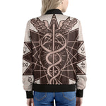 Caduceus Symbol Print Women's Bomber Jacket