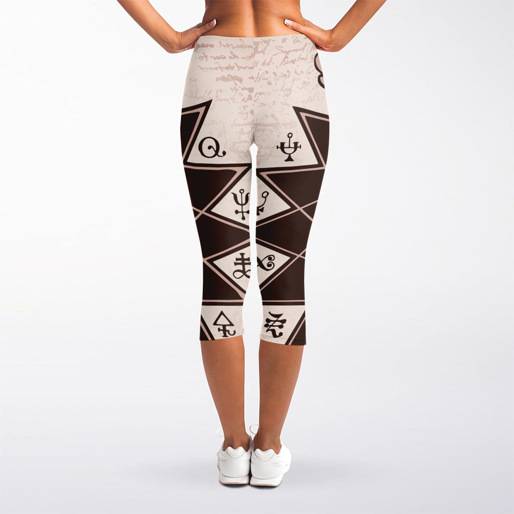 Caduceus Symbol Print Women's Capri Leggings