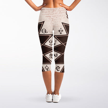 Caduceus Symbol Print Women's Capri Leggings