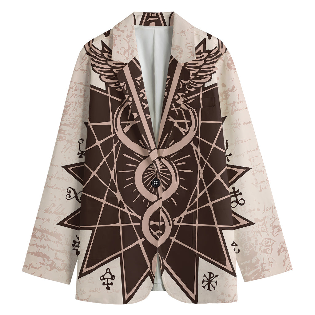 Caduceus Symbol Print Women's Cotton Blazer
