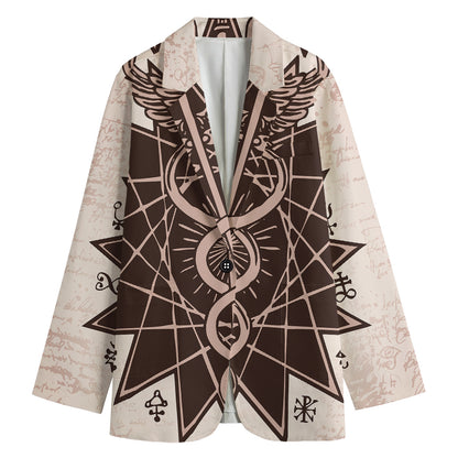 Caduceus Symbol Print Women's Cotton Blazer