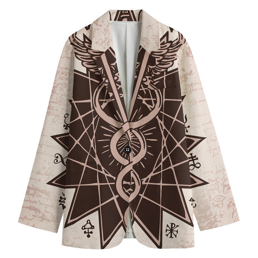 Caduceus Symbol Print Women's Cotton Blazer