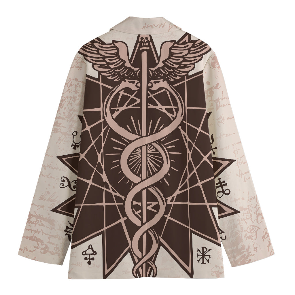 Caduceus Symbol Print Women's Cotton Blazer