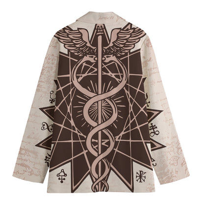 Caduceus Symbol Print Women's Cotton Blazer