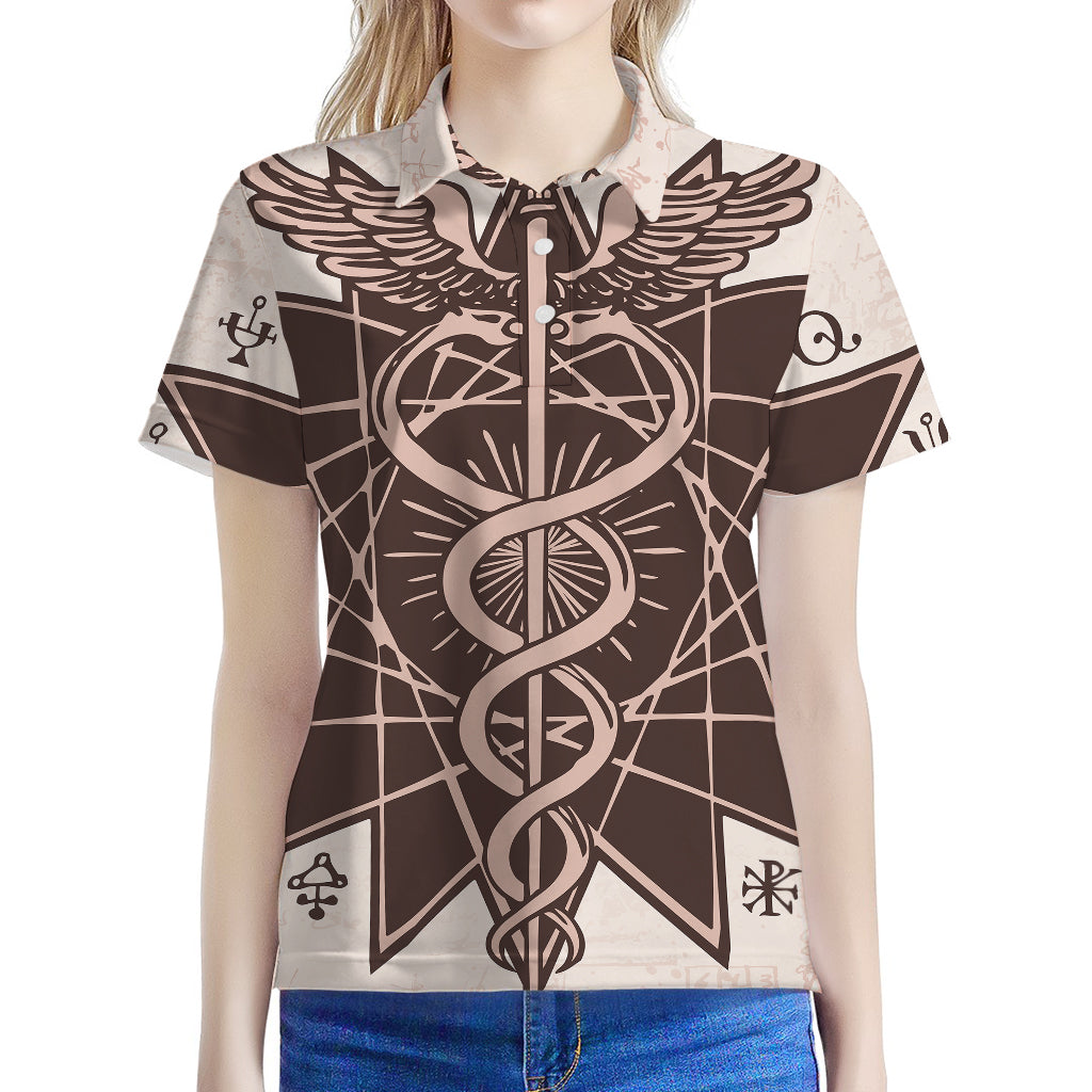 Caduceus Symbol Print Women's Polo Shirt