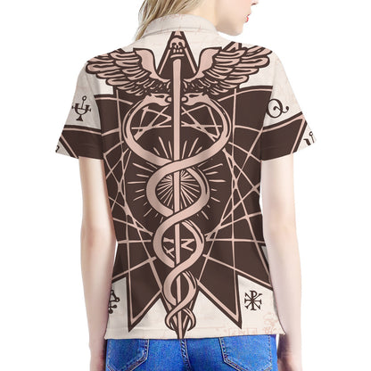 Caduceus Symbol Print Women's Polo Shirt