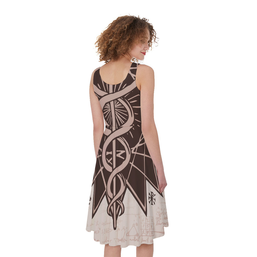 Caduceus Symbol Print Women's Sleeveless Dress