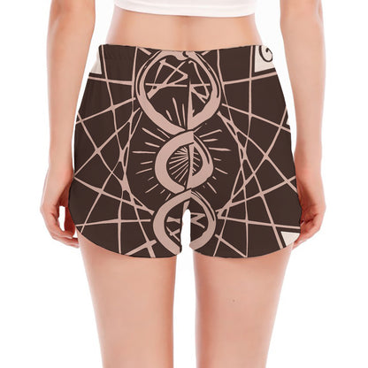 Caduceus Symbol Print Women's Split Running Shorts