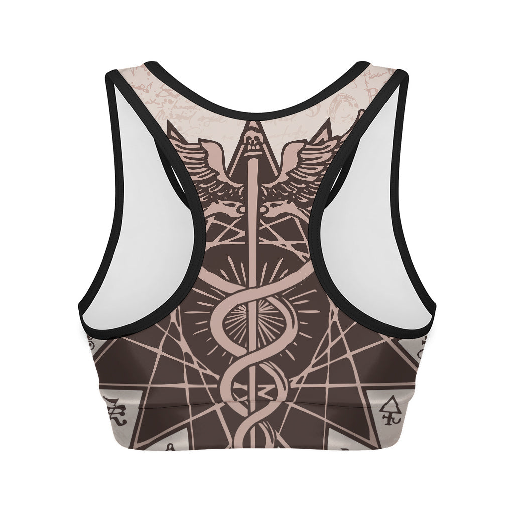 Caduceus Symbol Print Women's Sports Bra