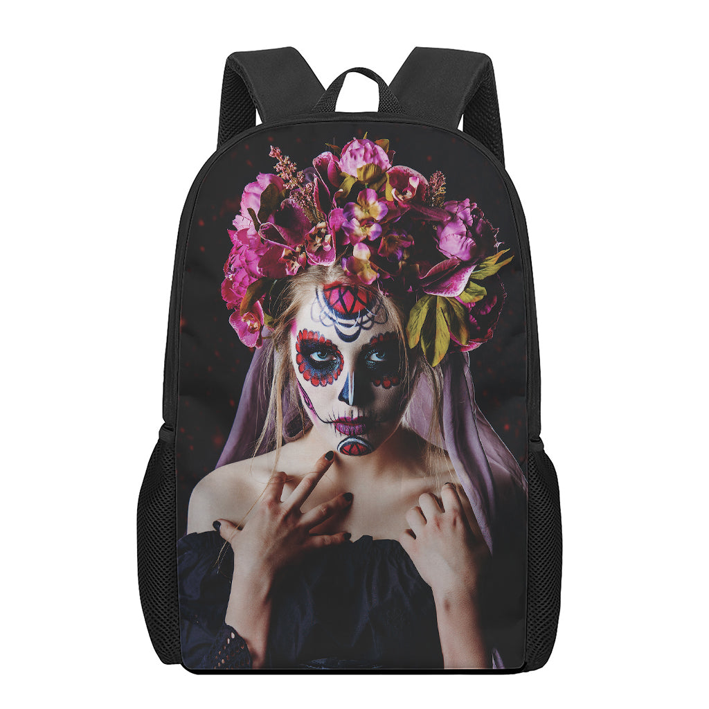 Calavera Girl Day of The Dead Print 17 Inch Backpack