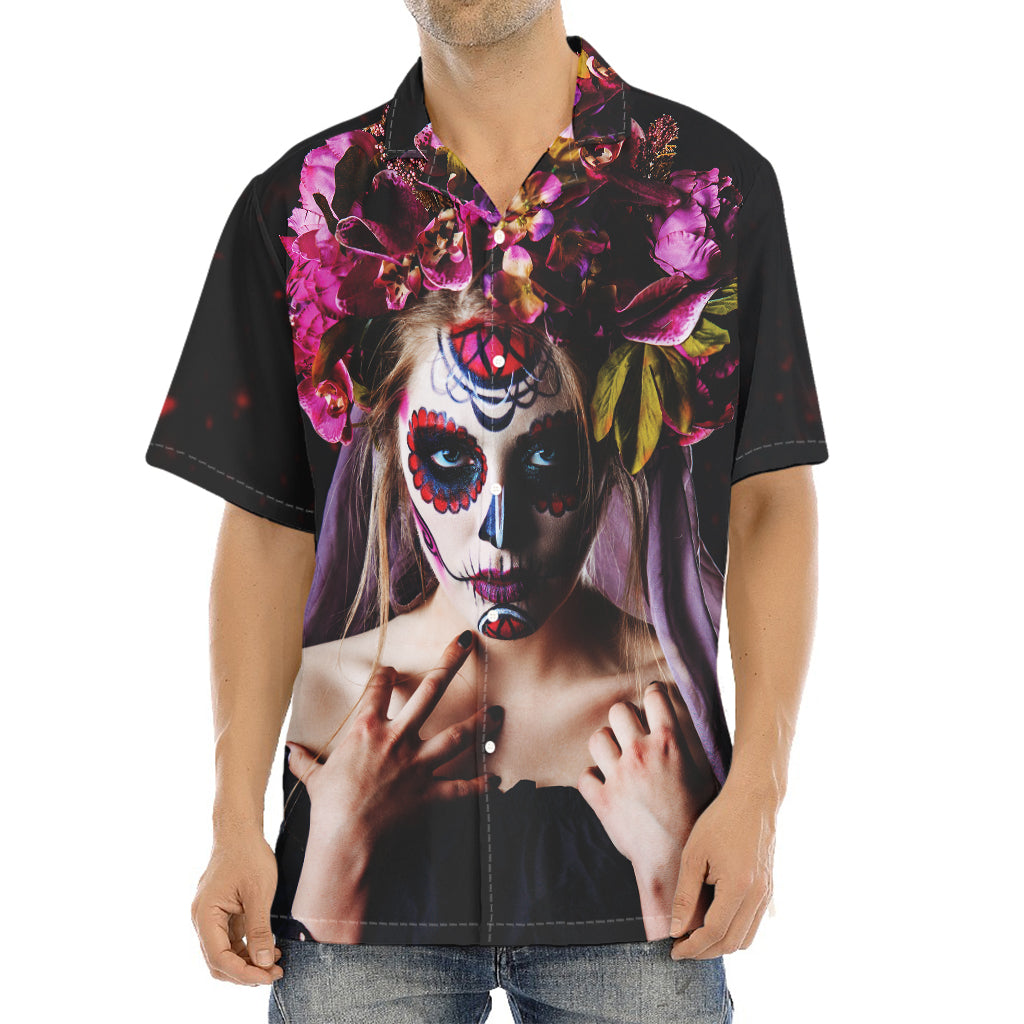 Calavera Girl Day of The Dead Print Aloha Shirt