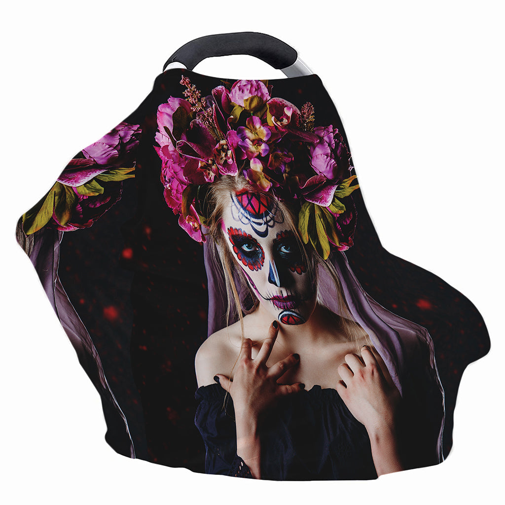 Calavera Girl Day of The Dead Print Baby Seat Cover