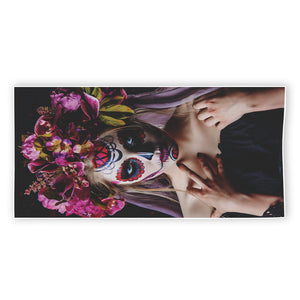 Calavera Girl Day of The Dead Print Beach Towel