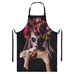Calavera Girl Day of The Dead Print Bib Apron With Pocket