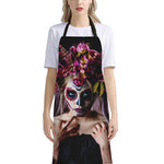 Calavera Girl Day of The Dead Print Bib Apron With Pocket