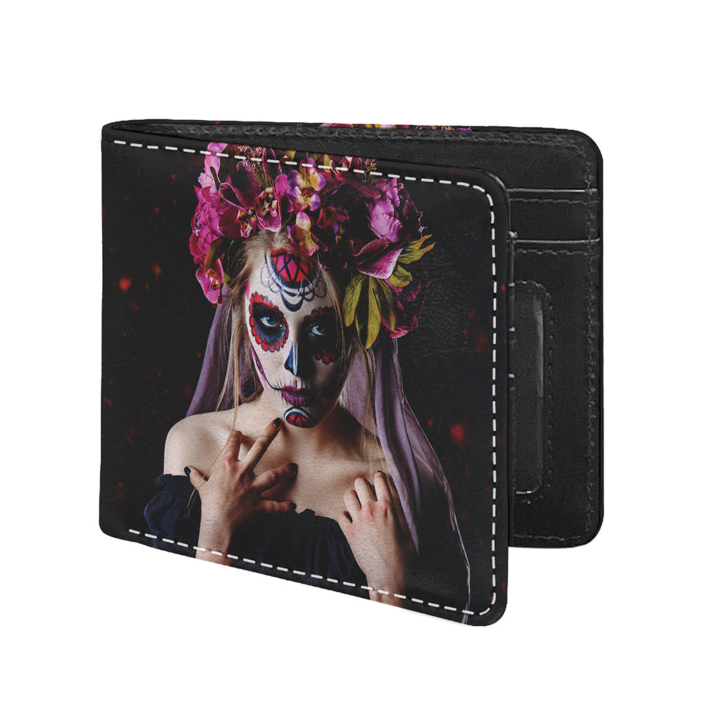 Calavera Girl Day of The Dead Print Bifold Wallet
