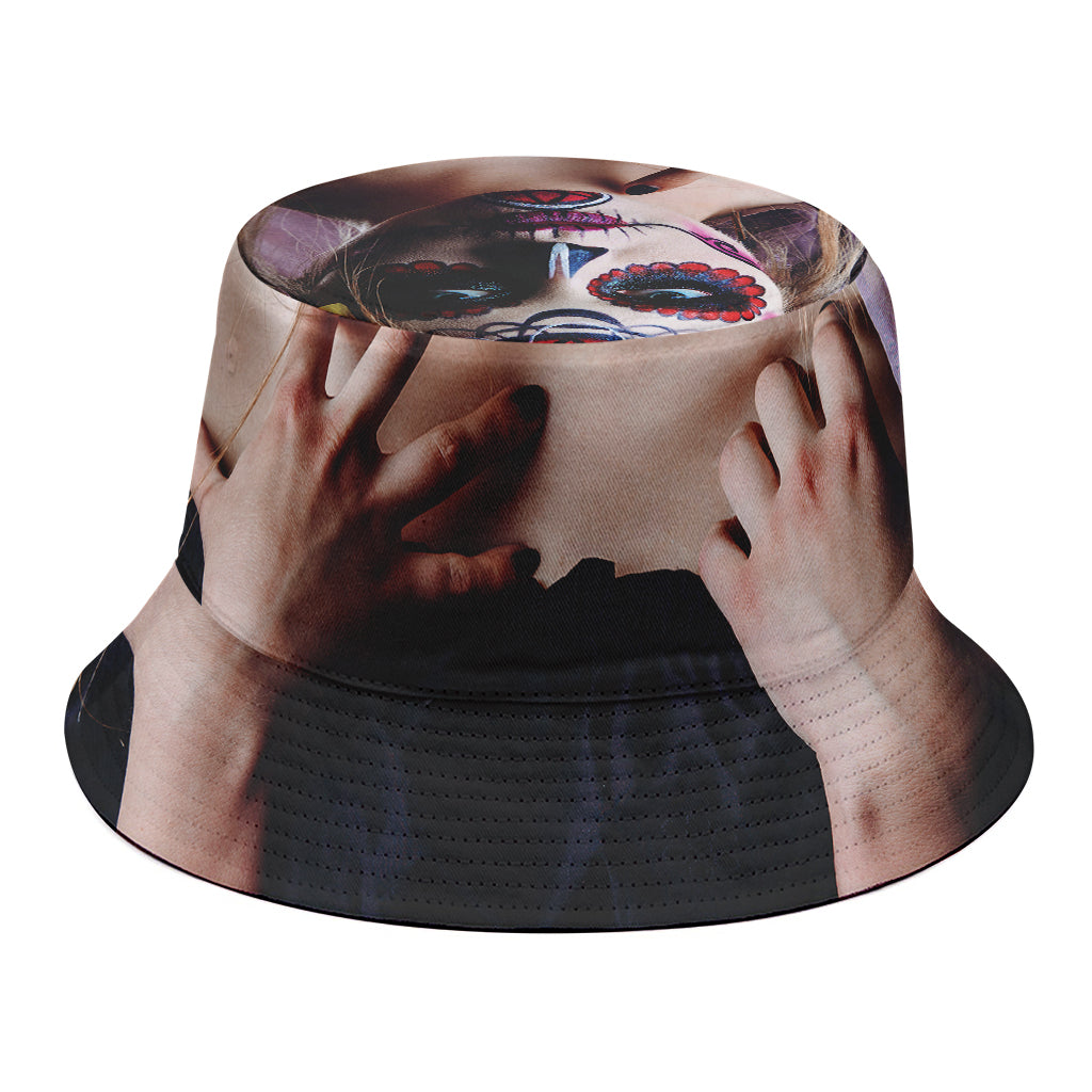 Calavera Girl Day of The Dead Print Bucket Hat