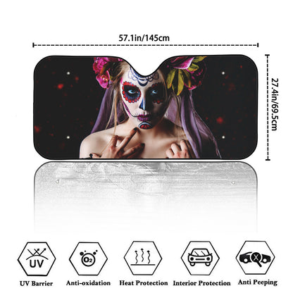 Calavera Girl Day of The Dead Print Car Windshield Sun Shade
