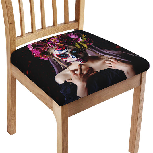 Calavera Girl Day of The Dead Print Chair Cushion Cover