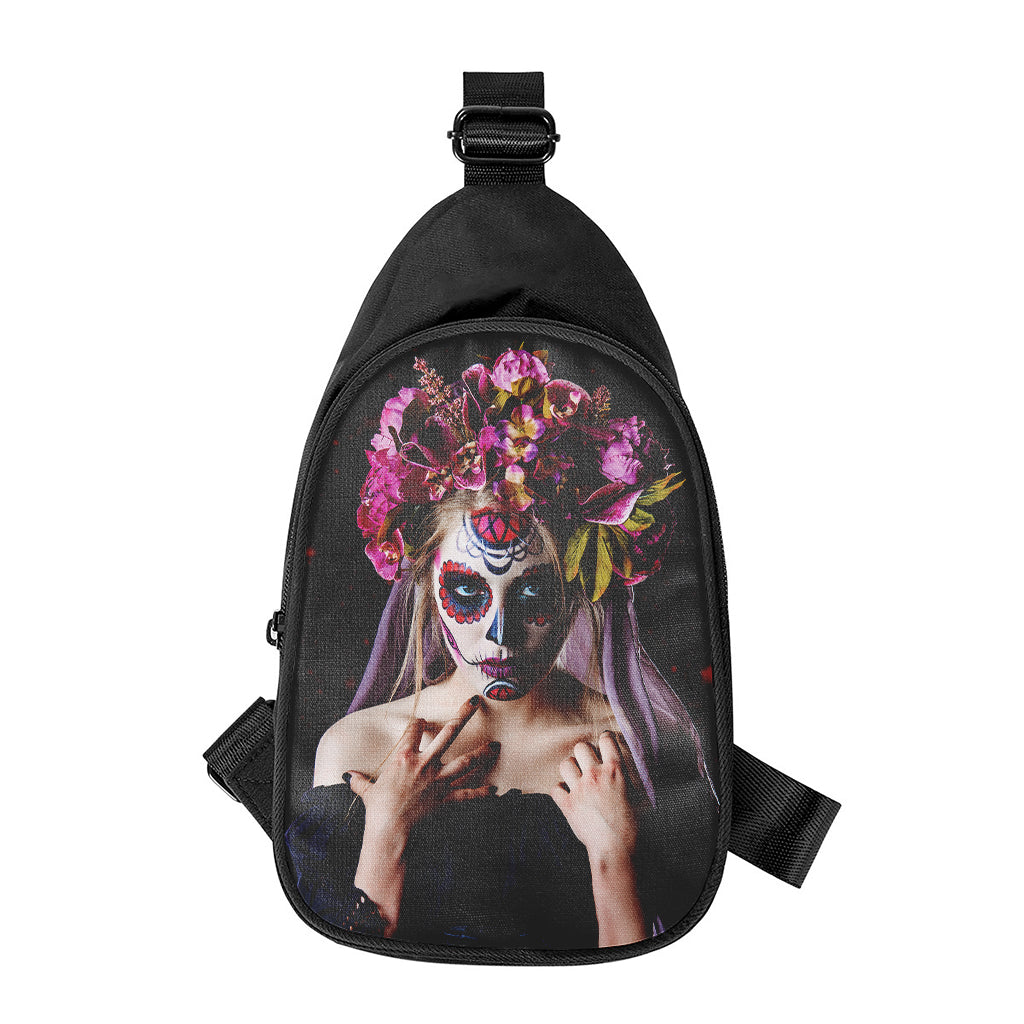 Calavera Girl Day of The Dead Print Chest Bag