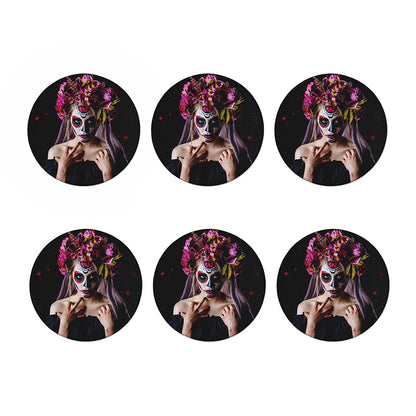Calavera Girl Day of The Dead Print Coaster Set
