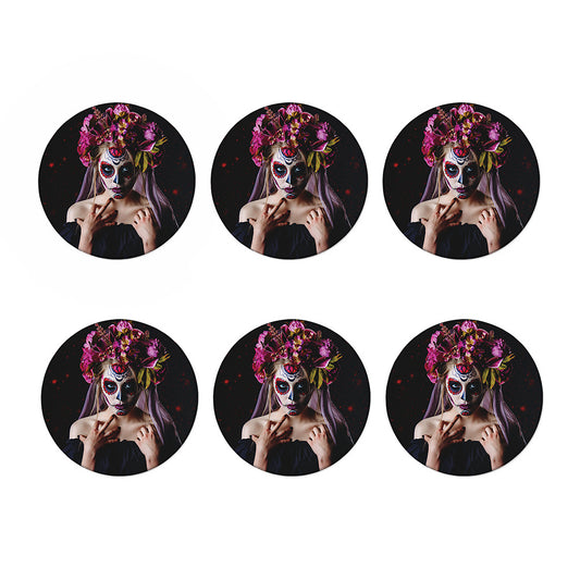 Calavera Girl Day of The Dead Print Coaster Set