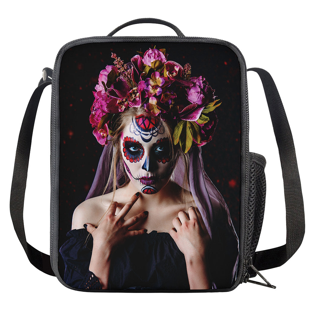 Calavera Girl Day of The Dead Print Crossbody Lunch Bag